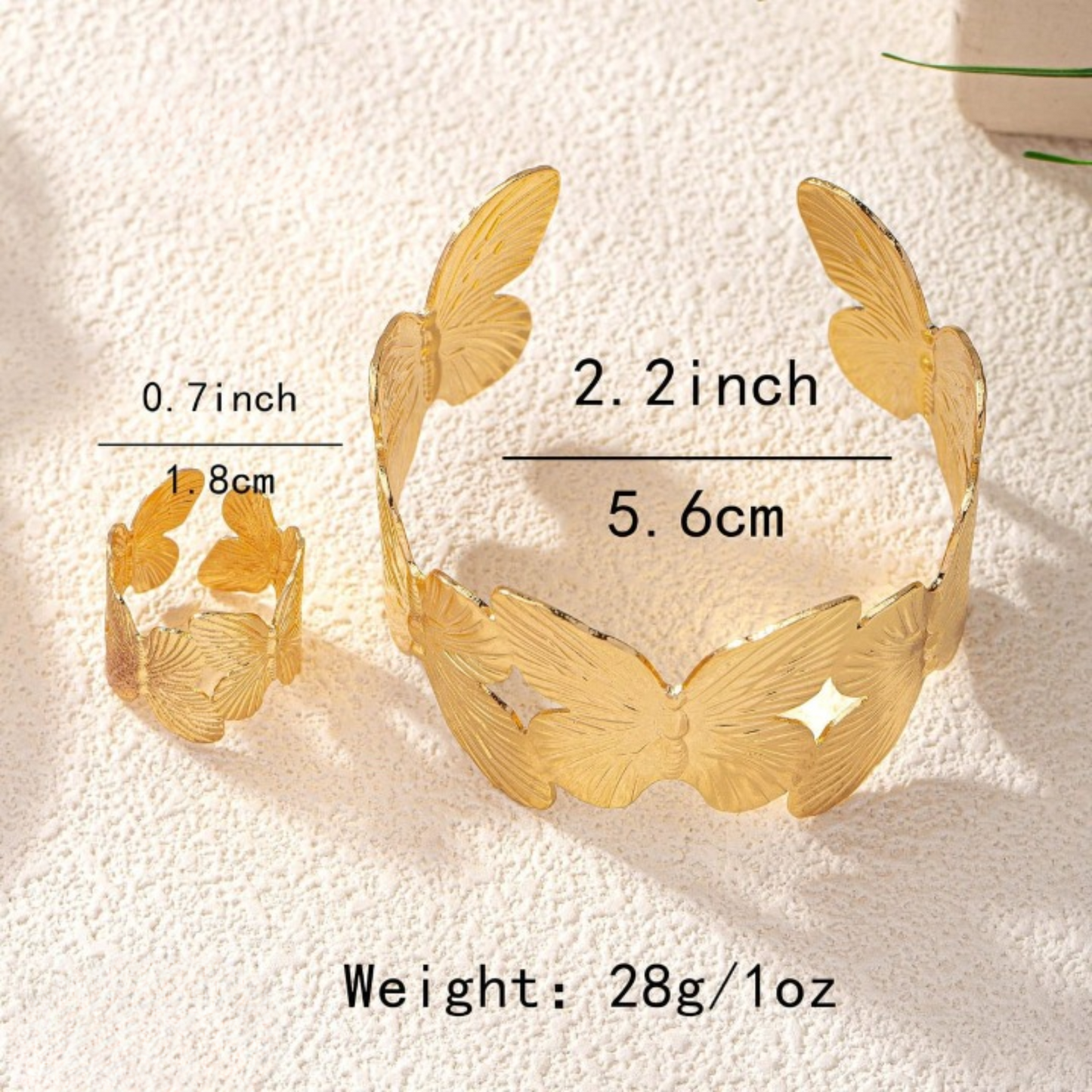 Stylish Alloy Hand Cuff Ring Set  Adjustable