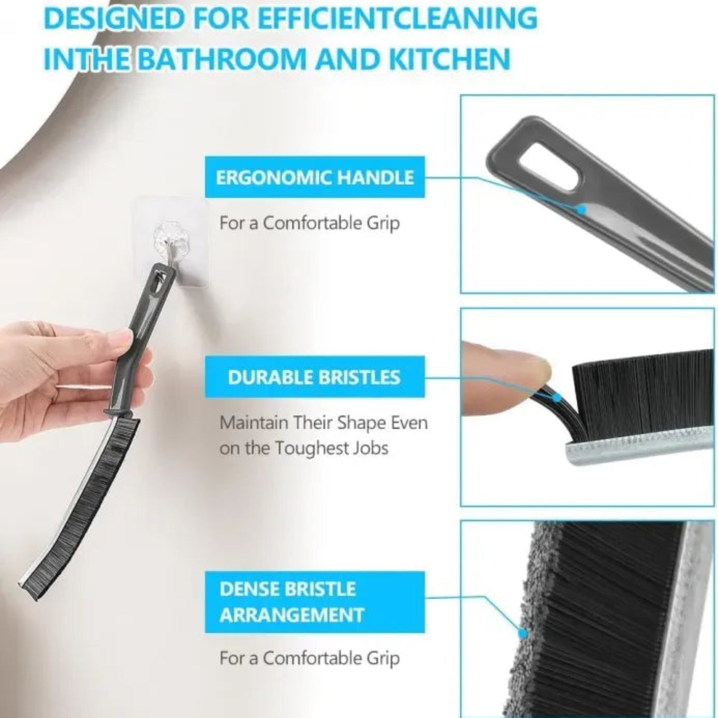 2 PCS Hard Bristle Crevice Cleaning Brush