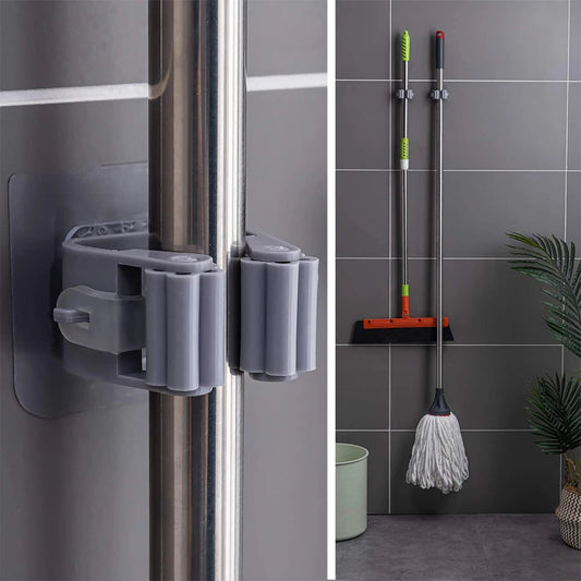 1 Pc Mop and Broom Self Adhesive Holder Wall Mount Magic Hanger Organizer