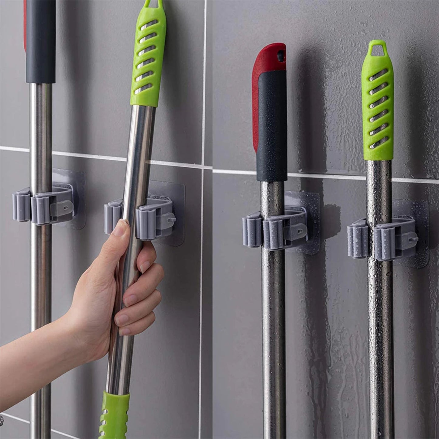 1 Pc Mop and Broom Self Adhesive Holder Wall Mount Magic Hanger Organizer