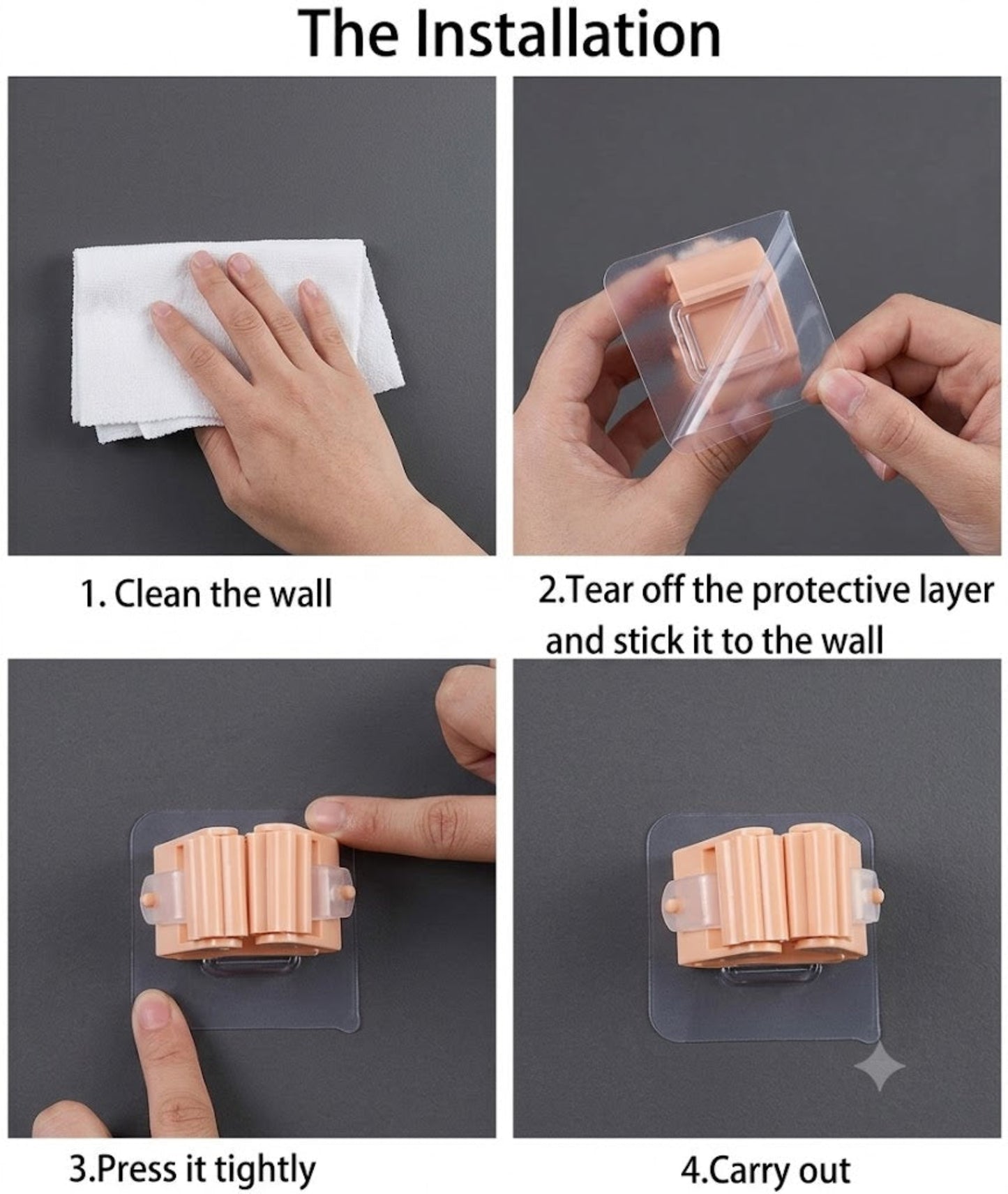 1 Pc Mop and Broom Self Adhesive Holder Wall Mount Magic Hanger Organizer